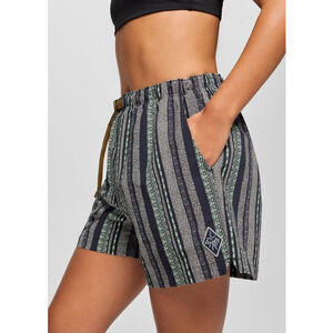 PrAna Indigo Heritage Shorts Womens Medium Pull On 90s Adjustable Organic Nylon